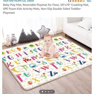 Baby Play Mat, Reversible Playmat for Floor, 59"x70" Crawling Mat,